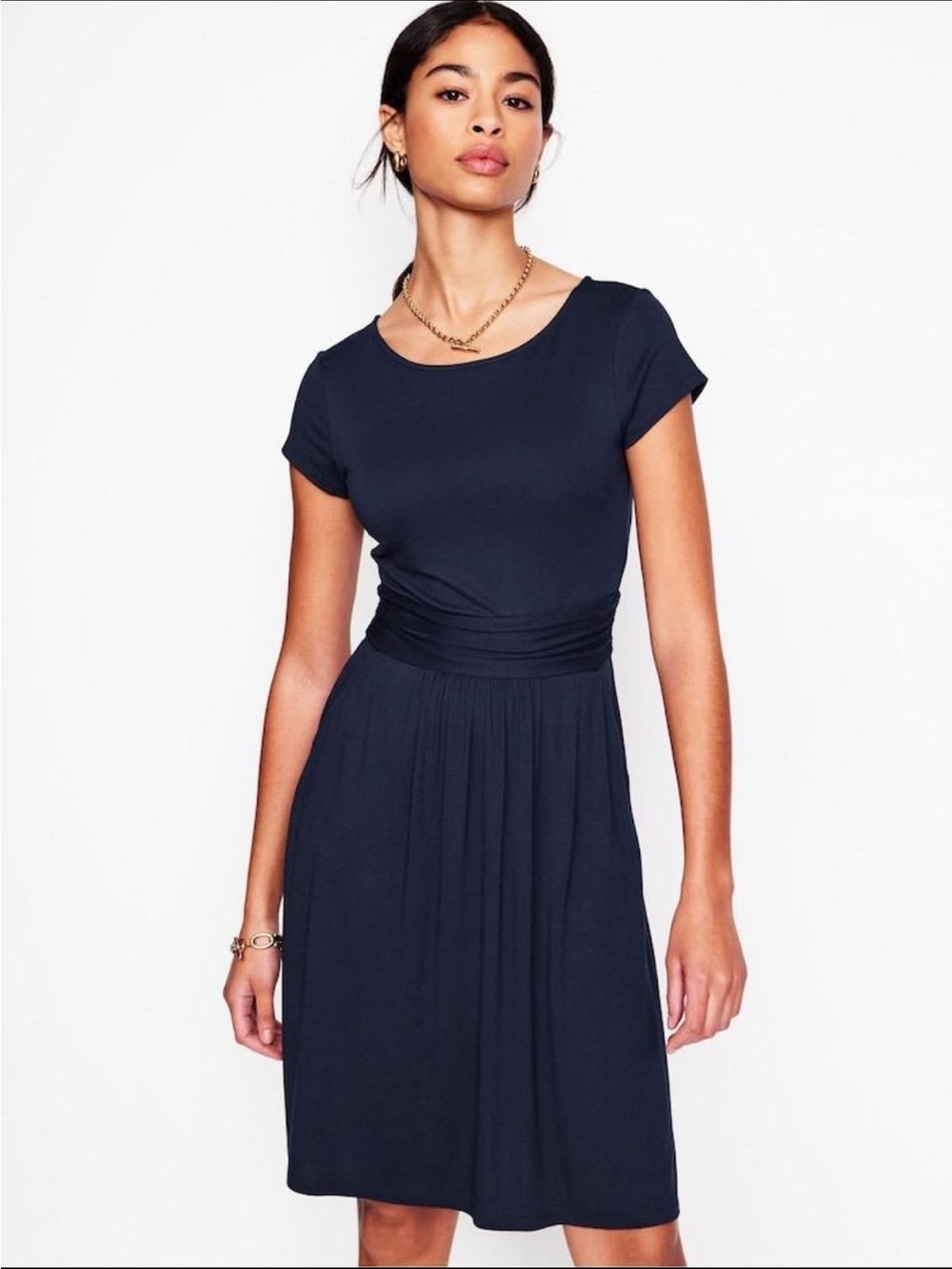 boden blue jersey dress | Dresses | Boden Amelie Womens R Navy Fit Flare Pockets The Petite Wide Leg Retail Measurements for Mom's dress:XL It fits and flares